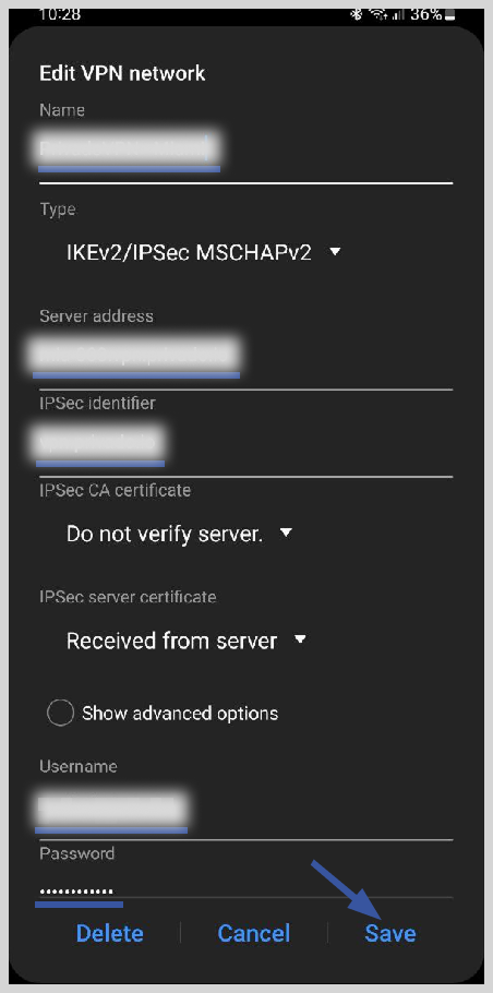 Add VPN profile.