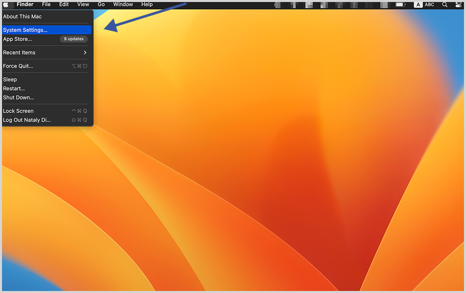 Click on the Apple logo