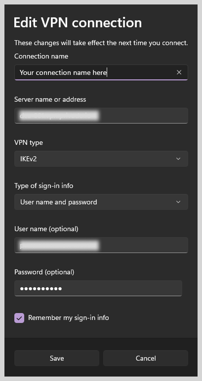 Edit VPN Connection
