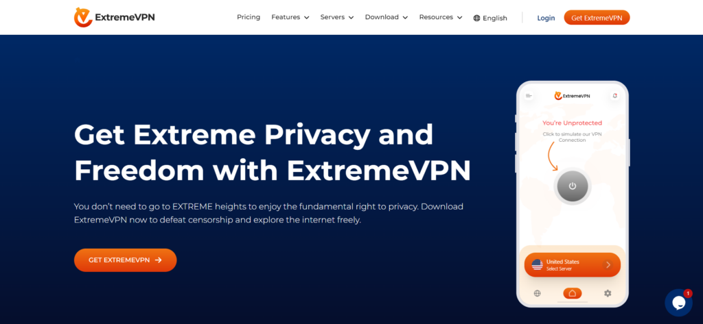 ExtremeVPN Homepage