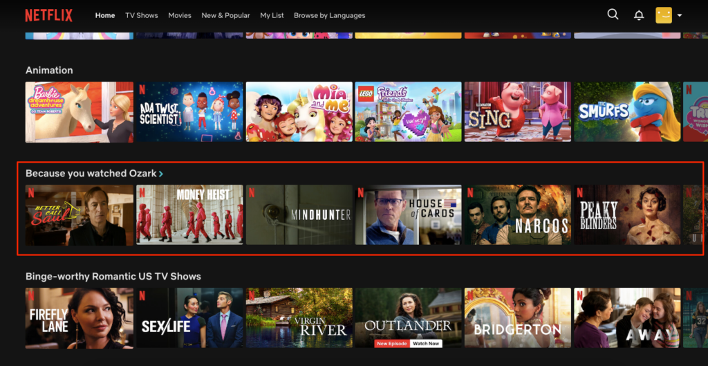 Netflix Screenshot Main page