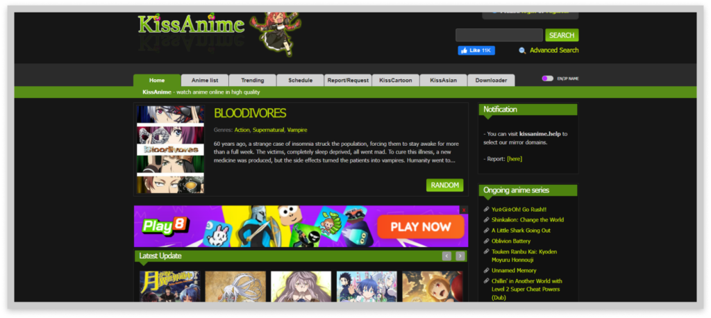 KissAnime-Schnittstelle