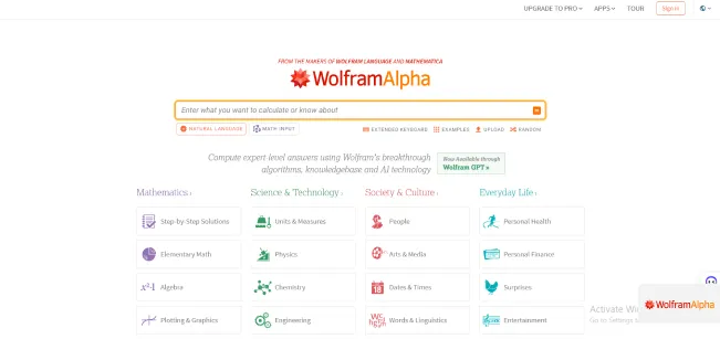 WolframAlpha search engine