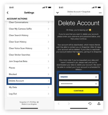 Deleting Your Snapchat